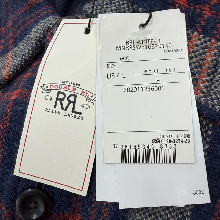 未使用品▼RRL ダブルアールエル ウール リネン カシミヤ混 ワークシャツセーター 長袖シャツ ネイビー L 正規品 メンズ 定価129800円