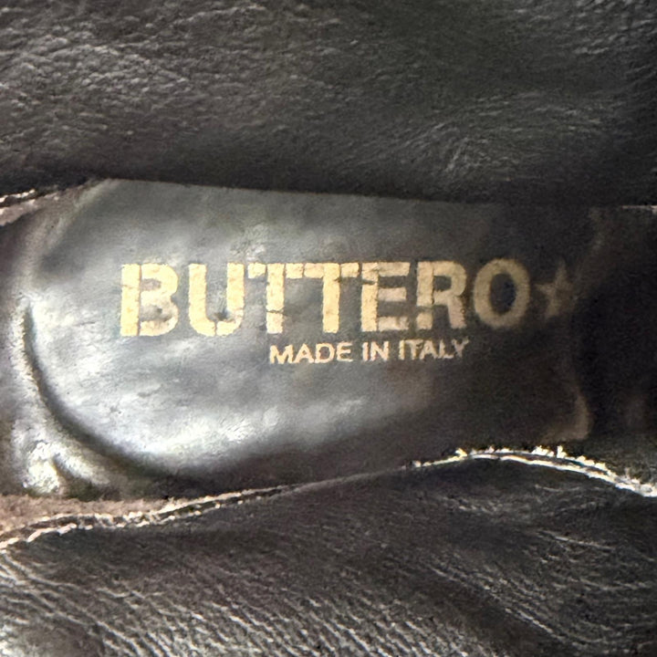 美品▼BUTTERO ブッテロ パイソン 本革 レザー ジップアップ ワークブーツ ショートブーツ ブラック 40 イタリア製 メンズ