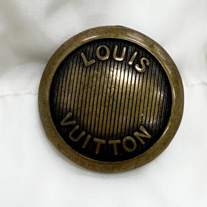 極美品★LOUIS VUITTON ルイヴィトン ロゴボタン・ベルト付 フード裏ミンク ダウンベスト アイボリー 36 イタリア製 正規品 レディース
