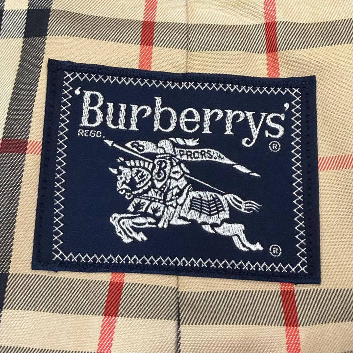美品▼Burberrys バーバリー ヴィンテージ コットン100% 裏地ノバチェック柄 トレンチコート カーキ 玉虫色 Mサイズ相当 メンズ ビジネス