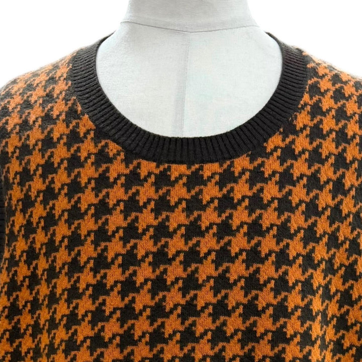 美品▼HERMES エルメス ウール カシミヤ 千鳥格子柄 ニット ジレ ベスト オレンジ ダークブラウン XL イタリア製 正規品 メンズ