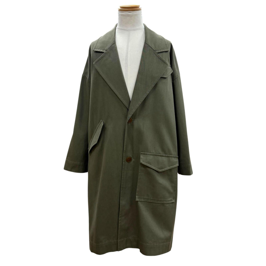 美品▼Vivienne WestwoodMAN ヴィヴィアンウエストウッドマン VW-W1-78158 コットン シングル チェスターコート カーキ F 正規品 メンズ