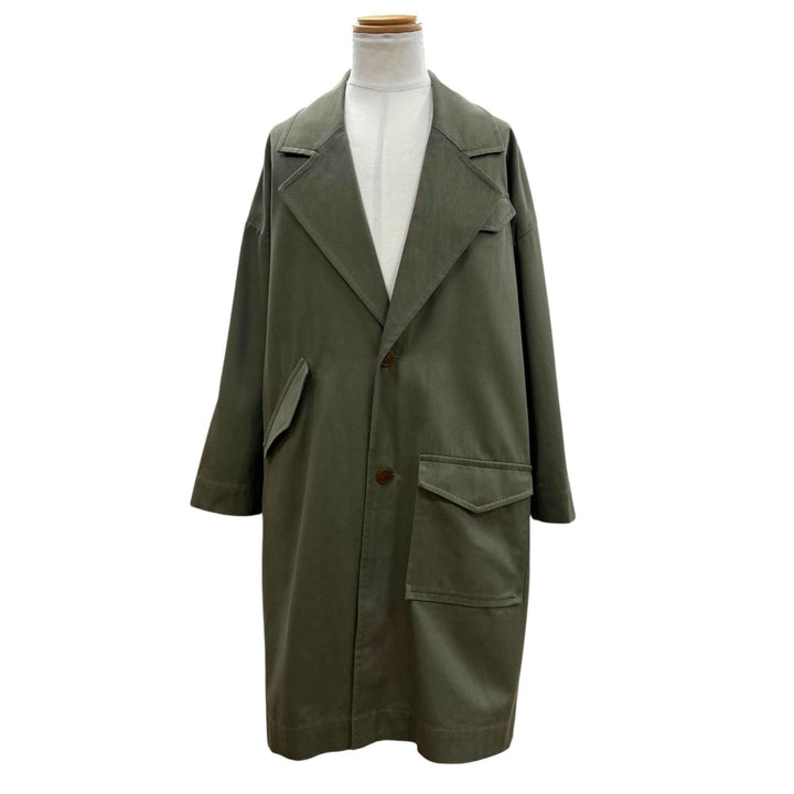 美品▼Vivienne WestwoodMAN ヴィヴィアンウエストウッドマン VW-W1-78158 コットン シングル チェスターコート カーキ F 正規品 メンズ