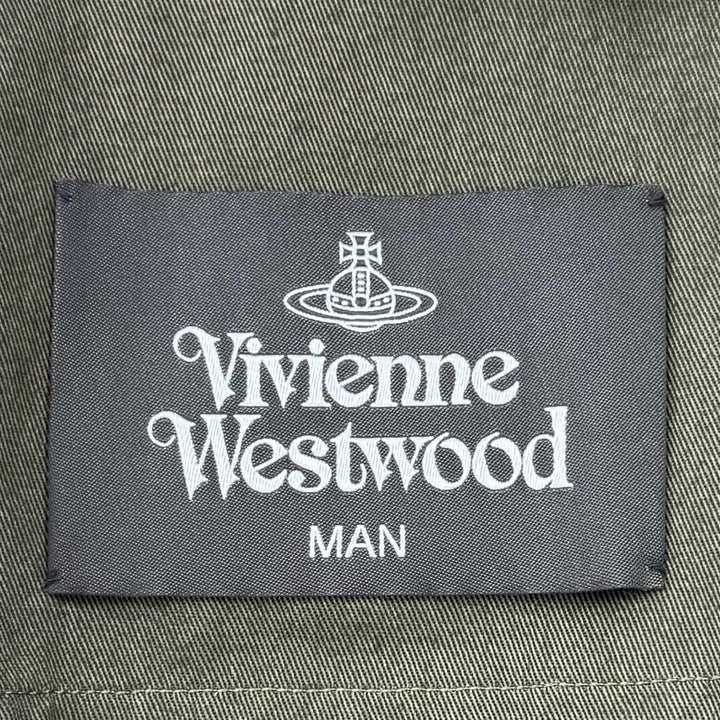 美品▼Vivienne WestwoodMAN ヴィヴィアンウエストウッドマン VW-W1-78158 コットン シングル チェスターコート カーキ F 正規品 メンズ