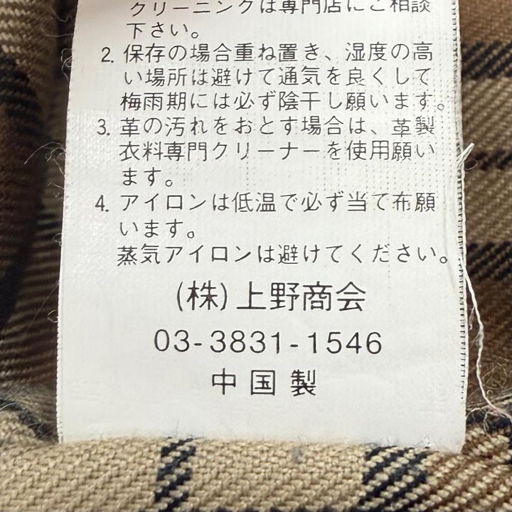 極美品▼AVIREX アヴィレックス 613123 牛革 ヴィンテージ加工 裏地チェック柄 ZIP レザージャケット ベージュ ブラック M 正規品 メンズ