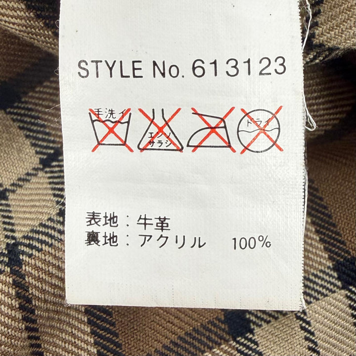 極美品▼AVIREX アヴィレックス 613123 牛革 ヴィンテージ加工 裏地チェック柄 ZIP レザージャケット ベージュ ブラック M 正規品 メンズ