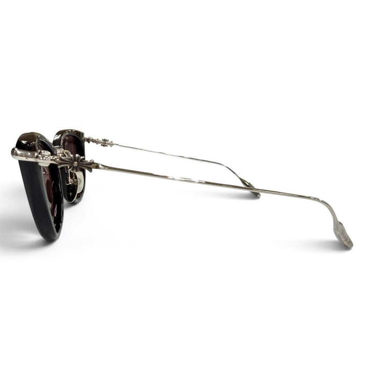 美品▼CHROME HEARTS クロムハーツ NEW LOVER ニューラバー 925 フローラルクロス アイウェア サングラス ブラック シルバー 重量32.23g