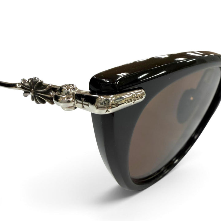 美品▼CHROME HEARTS クロムハーツ NEW LOVER ニューラバー 925 フローラルクロス アイウェア サングラス ブラック シルバー 重量32.23g