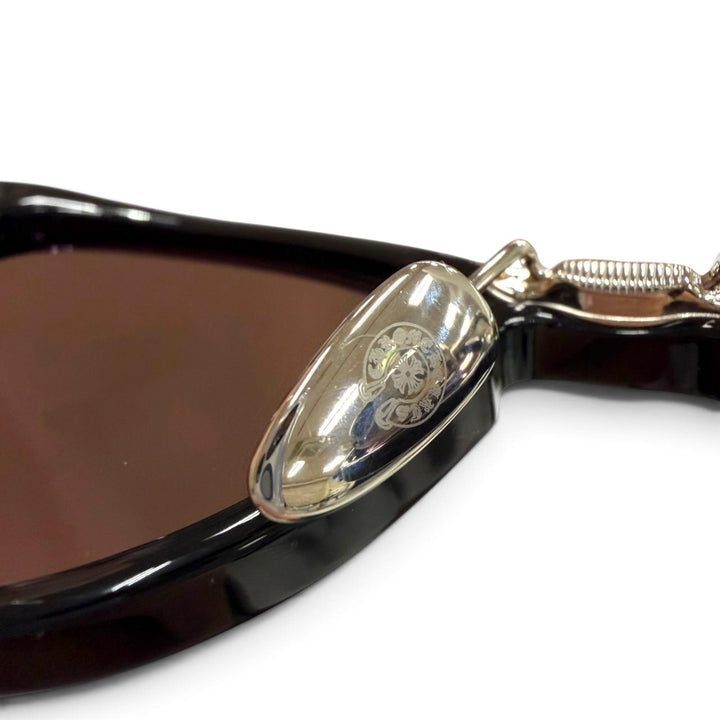美品▼CHROME HEARTS クロムハーツ NEW LOVER ニューラバー 925 フローラルクロス アイウェア サングラス ブラック シルバー 重量32.23g