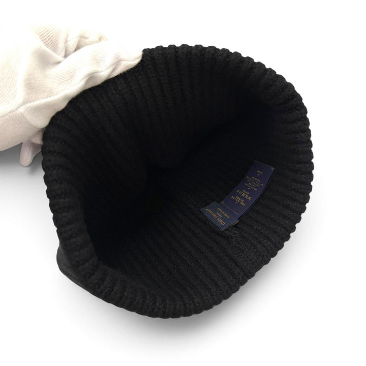 極美品▼LOUIS VUITTON ルイヴィトン 2024年製 MP3246 ビーニー LV アヘッド カシミヤ100% 帽子 ニットキャップ ブラック 正規品 メンズ