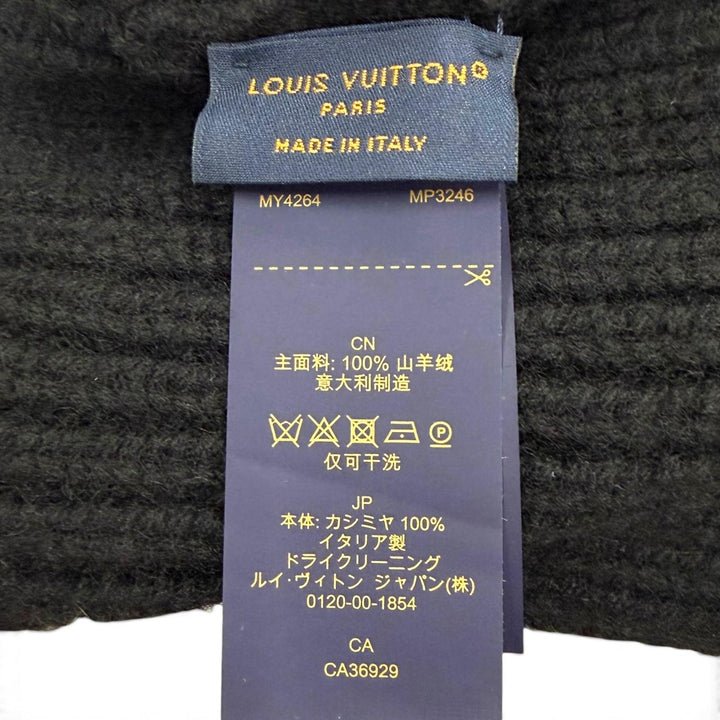 極美品▼LOUIS VUITTON ルイヴィトン 2024年製 MP3246 ビーニー LV アヘッド カシミヤ100% 帽子 ニットキャップ ブラック 正規品 メンズ