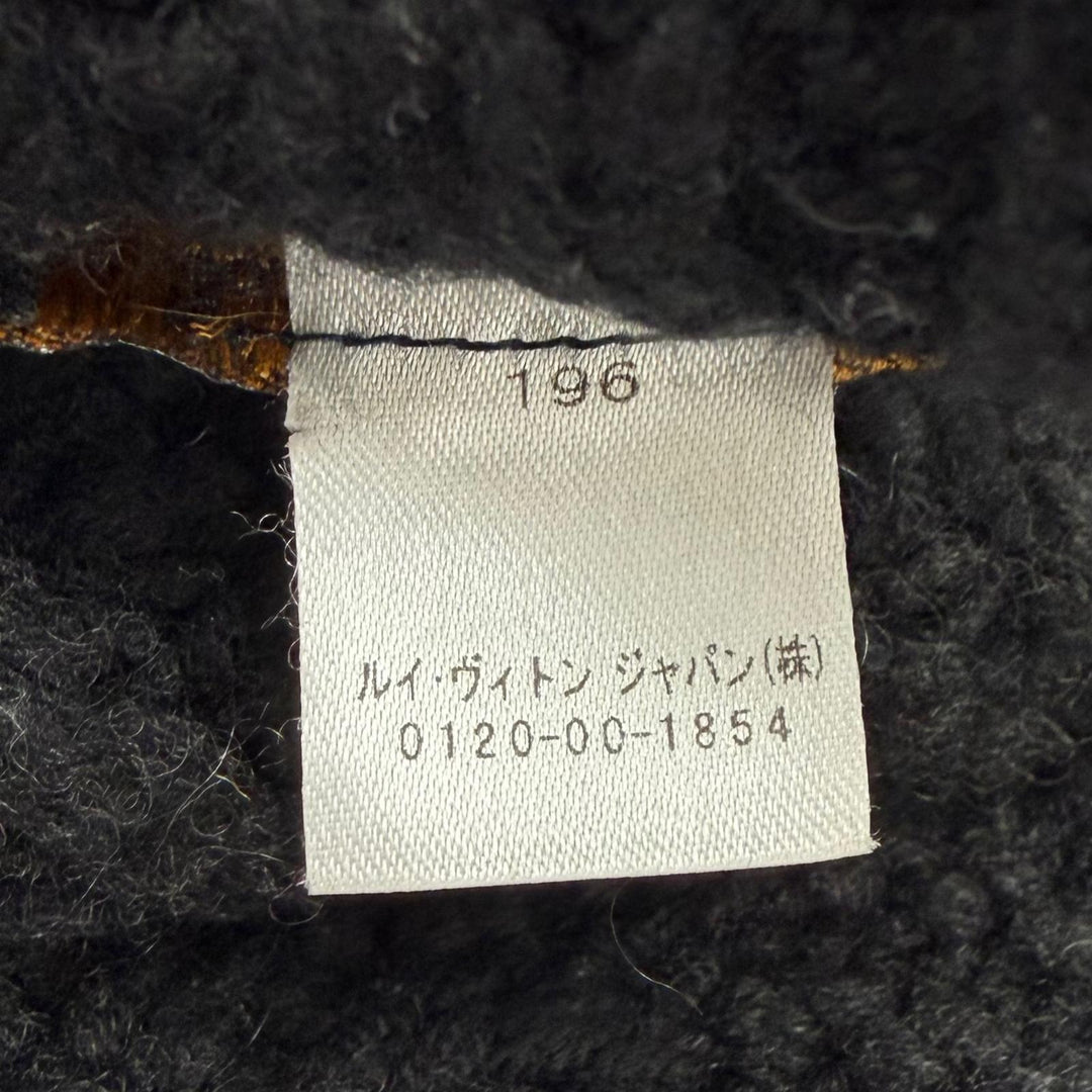 美品▼LOUIS VUITTON ルイヴィトン M71108 エシャルプ ヘルシンキアルプス カシミヤ100% 牛革 レザーパッチ マフラー ブラック 正規品