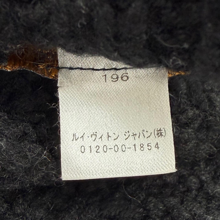 美品▼LOUIS VUITTON ルイヴィトン M71108 エシャルプ ヘルシンキアルプス カシミヤ100% 牛革 レザーパッチ マフラー ブラック 正規品