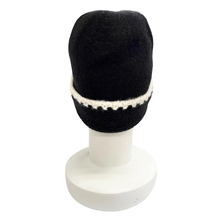 極美品△CHANEL シャネル AA9203 カシミヤ97％ ココマーク ニット帽 ニットキャップ ブラック ホワイト イギリス製 正規品 レディース