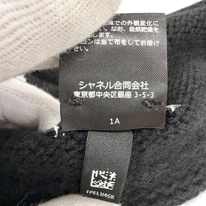 極美品△CHANEL シャネル AA9203 カシミヤ97％ ココマーク ニット帽 ニットキャップ ブラック ホワイト イギリス製 正規品 レディース