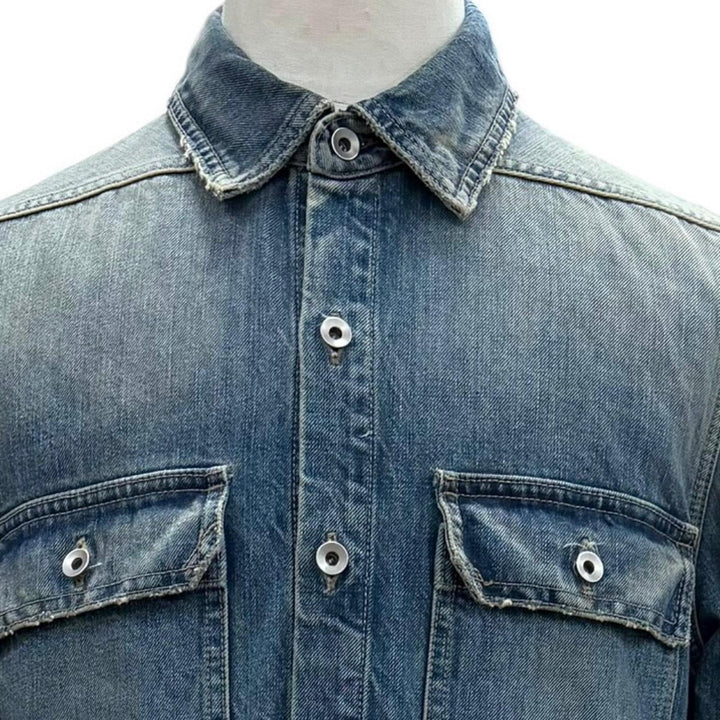 美品▼RICK OWENS DRKSHDW リックオウエンス ダークシャドウ DU01F4755 OUTERSHIRT デニムジャケット ブルー S イタリア製 メンズ