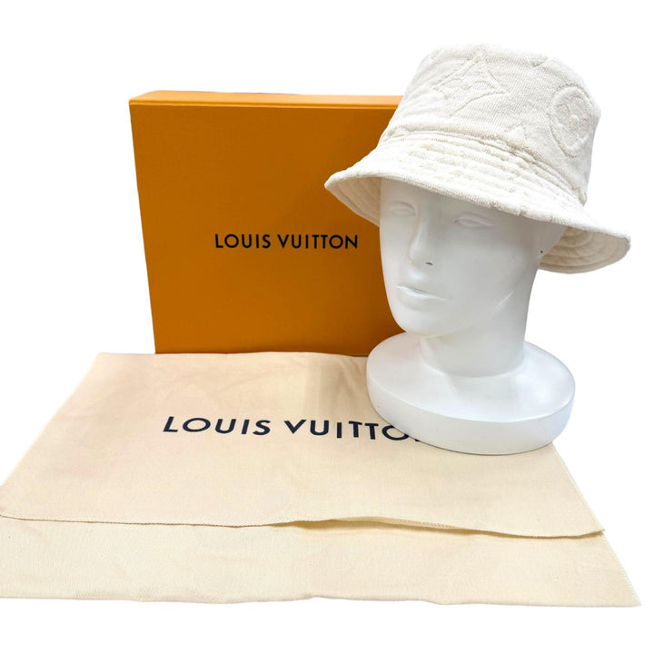 美品☆LOUIS VUITTON ルイヴィトン 2022年製 M77792 モノグラム・シャンポー LVバケーション バケットハット リバーシブル クリーム 正規品