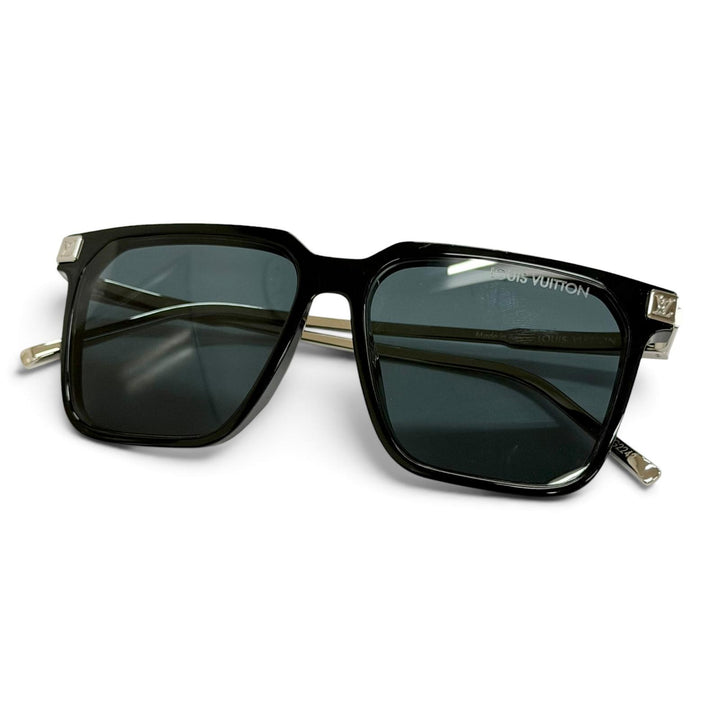 良品△LOUIS VUITTON ルイヴィトン Z1667E LVライズ スクエア モノグラム サングラス ブラック シルバー 56□15 150 デモレンズ 保存袋付