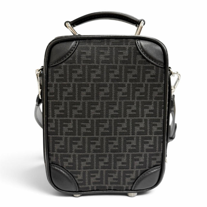 未使用品△FENDI フェンディ 7VA542 マイクロFF ジャガード レザー使い トラベルミニバッグ ショルダーバッグ ブラック イタリア製 箱付