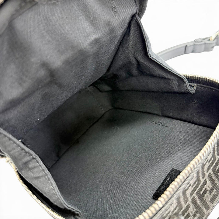 未使用品△FENDI フェンディ 7VA542 マイクロFF ジャガード レザー使い トラベルミニバッグ ショルダーバッグ ブラック イタリア製 箱付
