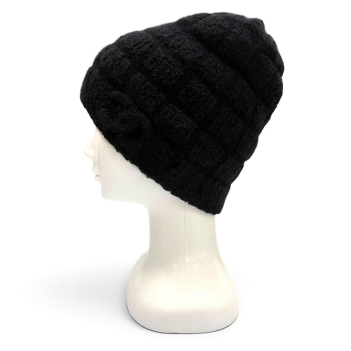 美品▼CHANEL シャネル 18A カシミヤ シルク ココマーク 帽子 ビーニー ニットキャップ ブラック 正規品 メンズ レディース ユニセックス