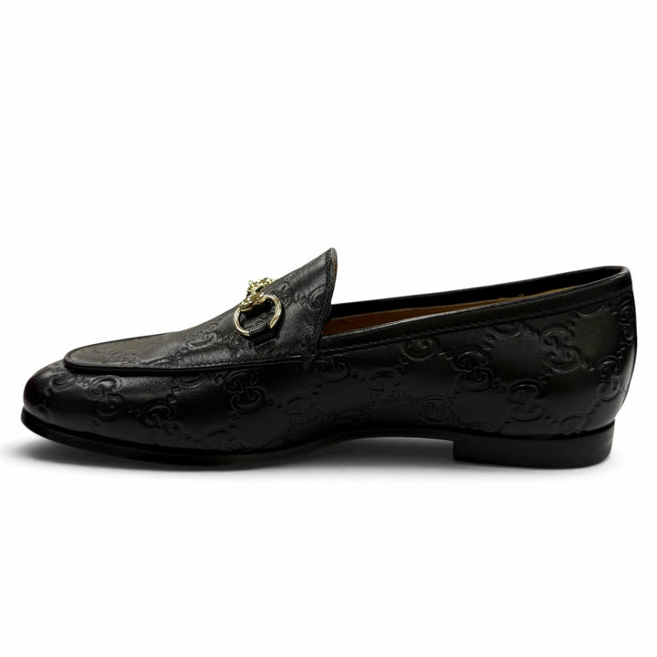 未使用品☆GUCCI グッチ 786016 ヨルダーン グッチシマ ホースビット レザー ローファー ブラック ゴールド金具 35 伊製 箱・保存袋付き