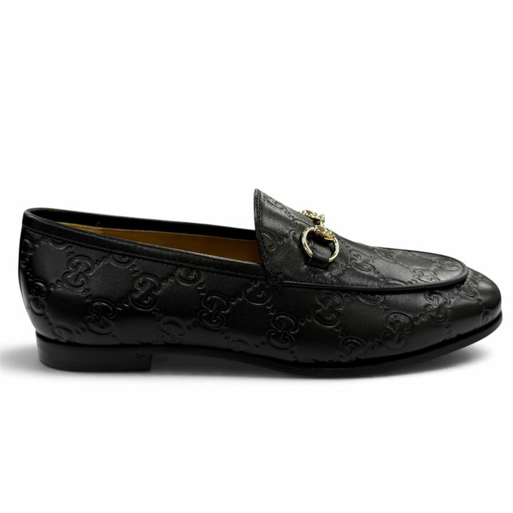 未使用品☆GUCCI グッチ 786016 ヨルダーン グッチシマ ホースビット レザー ローファー ブラック ゴールド金具 35 伊製 箱・保存袋付き