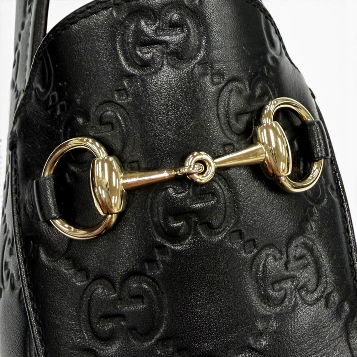 未使用品☆GUCCI グッチ 786016 ヨルダーン グッチシマ ホースビット レザー ローファー ブラック ゴールド金具 35 伊製 箱・保存袋付き