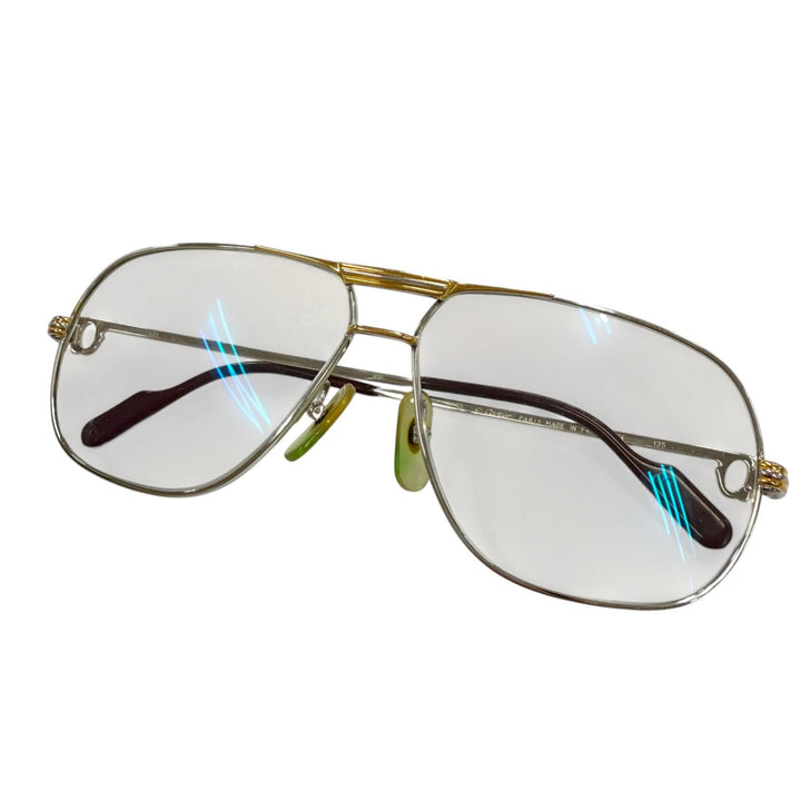 人気▼Cartier カルティエ トリニティ ツーブリッジ ロゴ金具付き メガネ 眼鏡 アイウェア シルバー ゴールド ボルドー 59□12 135 度入