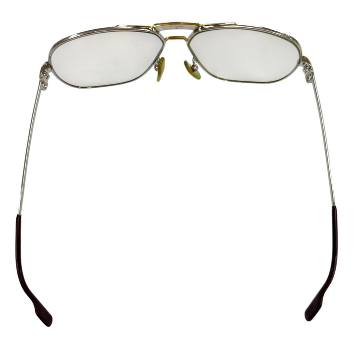 人気▼Cartier カルティエ トリニティ ツーブリッジ ロゴ金具付き メガネ 眼鏡 アイウェア シルバー ゴールド ボルドー 59□12 135 度入