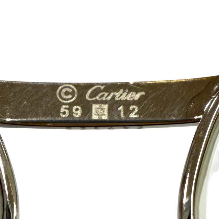 人気▼Cartier カルティエ トリニティ ツーブリッジ ロゴ金具付き メガネ 眼鏡 アイウェア シルバー ゴールド ボルドー 59□12 135 度入