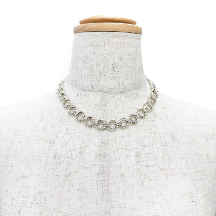 美品△TIFFANY&amp;Co. ティファニー ヴィンテージ トリプル ラウンドリンク ネックレス アクセサリー 925 シルバー 重量44.34g レディース