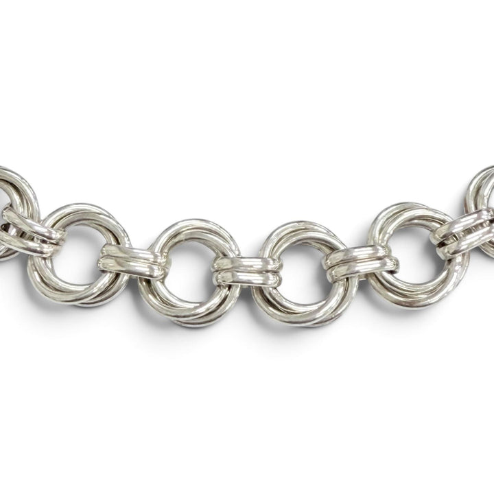 美品△TIFFANY&amp;Co. ティファニー ヴィンテージ トリプル ラウンドリンク ネックレス アクセサリー 925 シルバー 重量44.34g レディース