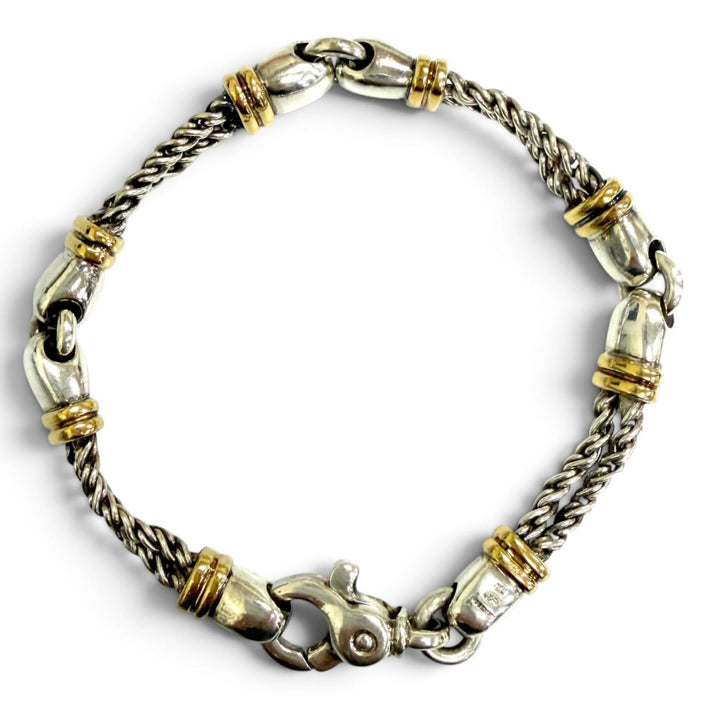 美品□TIFFANY&amp;Co. ティファニー 750 SV925 ダブルロープ ブレスレット アクセサリー シルバー イエローゴールド メンズ レディース