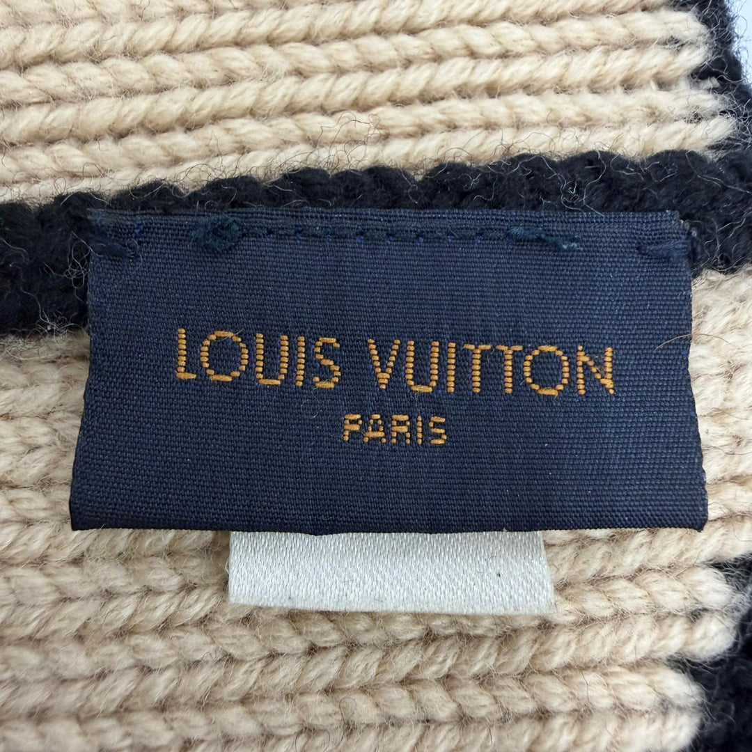 美品☆LOUIS VUITTON ルイヴィトン M70840 ボネ モーニングラム ウール ビーニー ニットキャップ ブラック ベージュ イタリア製 正規品