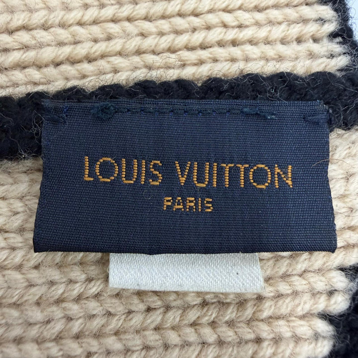 美品☆LOUIS VUITTON ルイヴィトン M70840 ボネ モーニングラム ウール ビーニー ニットキャップ ブラック ベージュ イタリア製 正規品