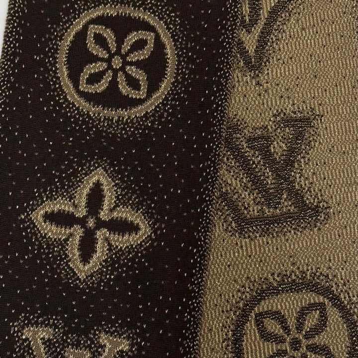 美品☆LOUIS VUITTON ルイヴィトン 410477 エシャルプ・ポリアナ カシミヤ フォックスファー付 マフラー ブラウン イタリア製 正規品