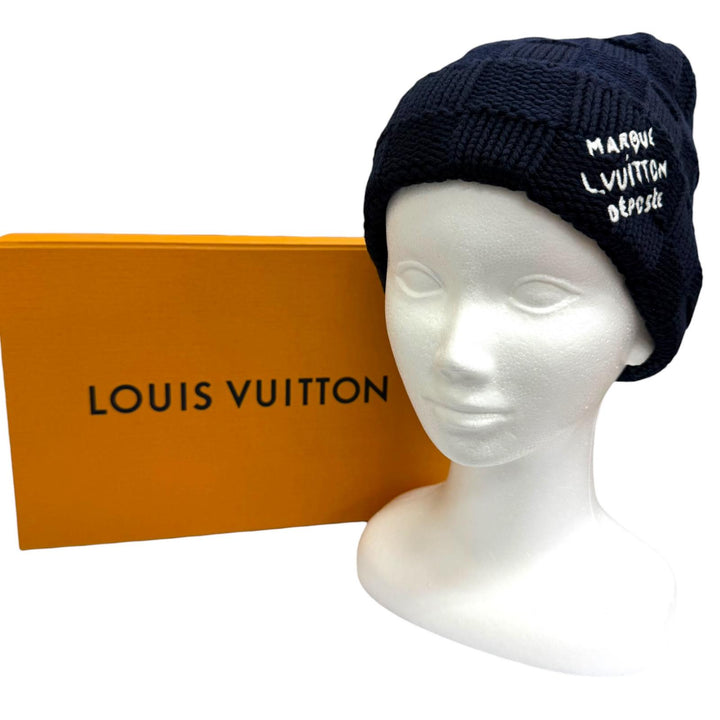 極美品□LOUIS VUITTON ルイヴィトン 2025年製 M96961 ビーニー・ダミエ スナッグ ニットキャップ ネイビー イタリア製 正規品 メンズ