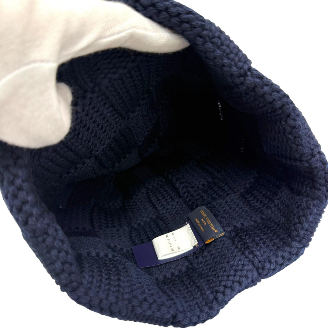 極美品□LOUIS VUITTON ルイヴィトン 2025年製 M96961 ビーニー・ダミエ スナッグ ニットキャップ ネイビー イタリア製 正規品 メンズ