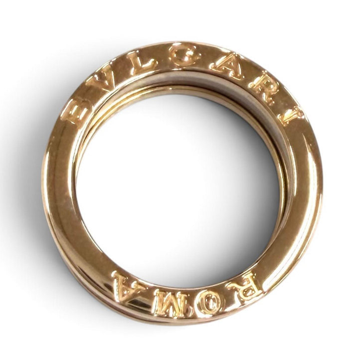 極美品★BVLGARI ブルガリ 750 メタル Bezero1 リング2バンド リング 指輪 ピンクゴールド 50 JP9号相当 イタリア製 重量7.12g