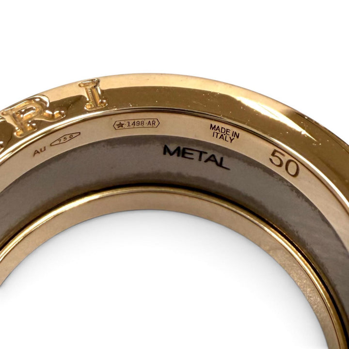 極美品★BVLGARI ブルガリ 750 メタル Bezero1 リング2バンド リング 指輪 ピンクゴールド 50 JP9号相当 イタリア製 重量7.12g