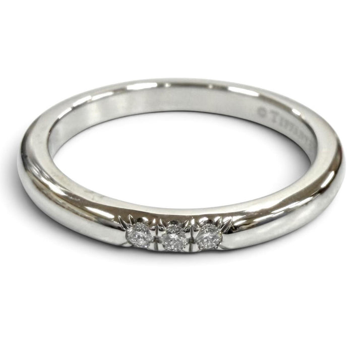 極美品★TIFFANY&amp;Co. ティファニー ティファニー フォーエバー ウェディング バンド リング PT950 3Pダイヤ 指輪 JP5号相当 重量3.05g