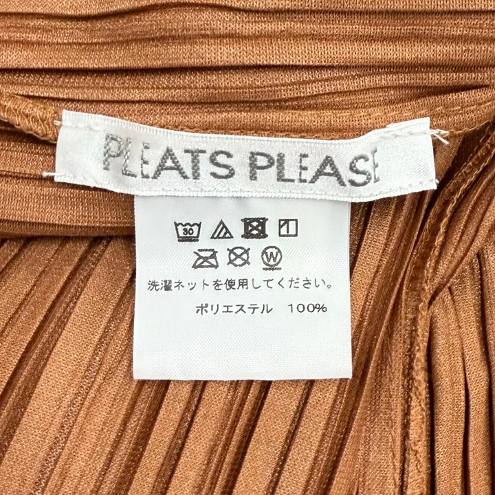 極美品★PLEATS PLEASE プリーツプリーズ イッセイミヤケ PP83-JH605 ノースリーブ プリーツ ロング ワンピース ブラウン 2 正規品