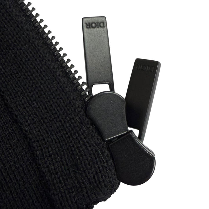 極美品□DIOR ディオール オム 243M630AT469 ロゴエンブロイダリー ドライバーズニット ブルゾン ブラック M イタリア製 正規品 メンズ