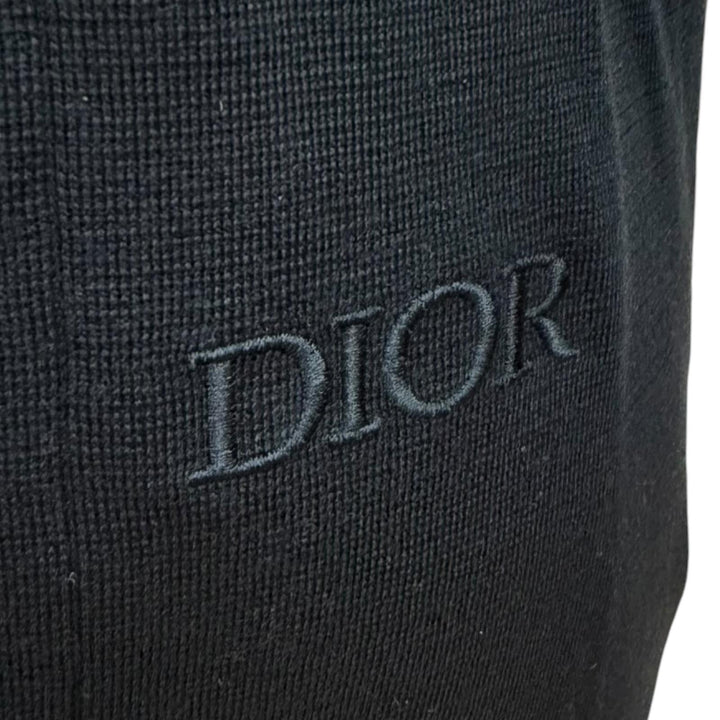 極美品□DIOR ディオール オム 243M630AT469 ロゴエンブロイダリー ドライバーズニット ブルゾン ブラック M イタリア製 正規品 メンズ