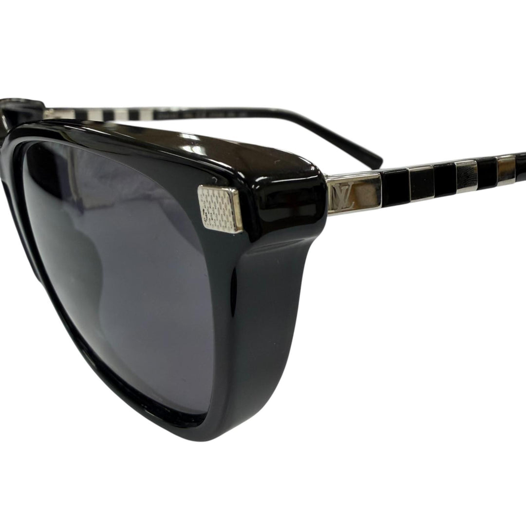 良品☆LOUIS VUITTON ルイヴィトン Z0614E コンヴィクション サングラス ブラック シルバー 57□18 デモレンズ イタリア製 レディース