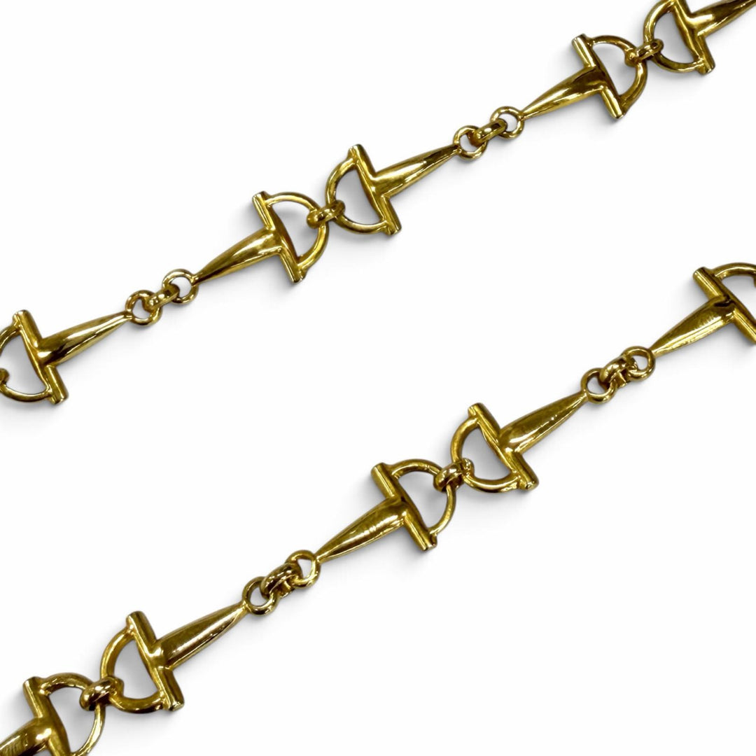 極美品★CELINE セリーヌ ヴィンテージ トリオンフ ホースビットチェーン ロングネックレス ゴールド イタリア製 レディース 保存袋付き
