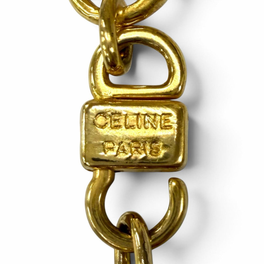 極美品★CELINE セリーヌ ヴィンテージ トリオンフ ホースビットチェーン ロングネックレス ゴールド イタリア製 レディース 保存袋付き