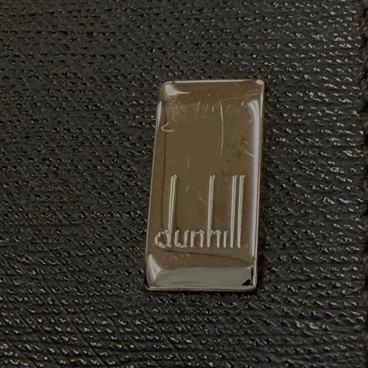 極美品▼Dunhill ダンヒル レザー ロゴプレート付き 札入れ コンパクトウォレット 二つ折り財布 ダークブラウン メンズ 箱付き