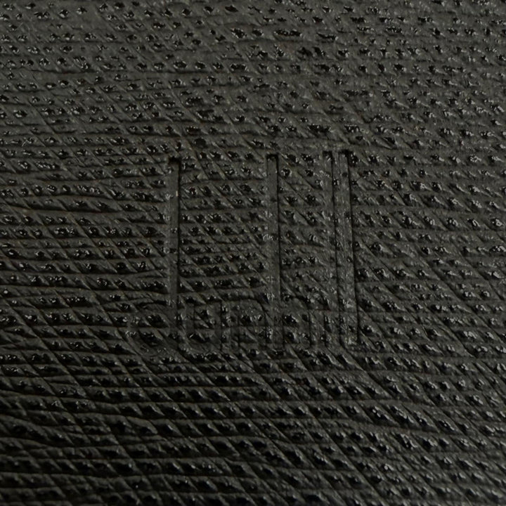 極美品▼Dunhill ダンヒル レザー ロゴプレート付き 札入れ コンパクトウォレット 二つ折り財布 ダークブラウン メンズ 箱付き